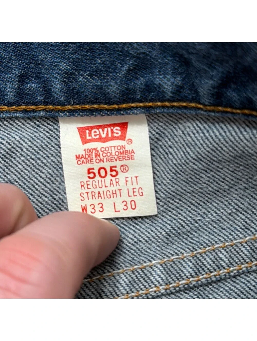 Vintage Levis 505 Jeans Mens W33 L30 Regular Fit Medium Wash 100% Cotton 1998